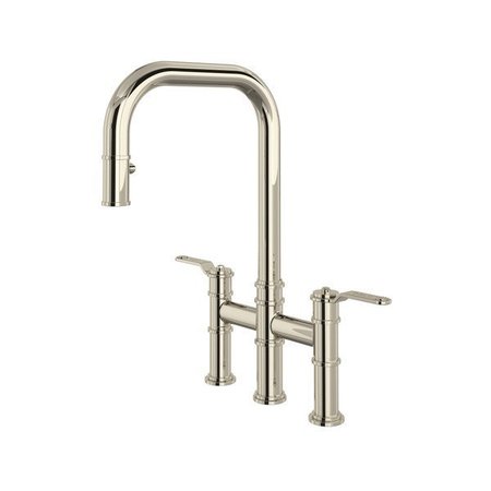 ROHL Armstrong Pull-Down Bridge Kitchen Faucet With U-Spout U.4551HT-PN-2
